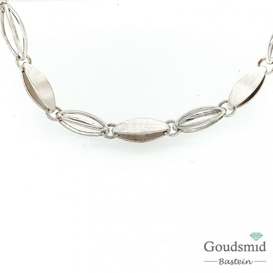 Boltjes collier 45cm zilver mat/poly gerhodineerd