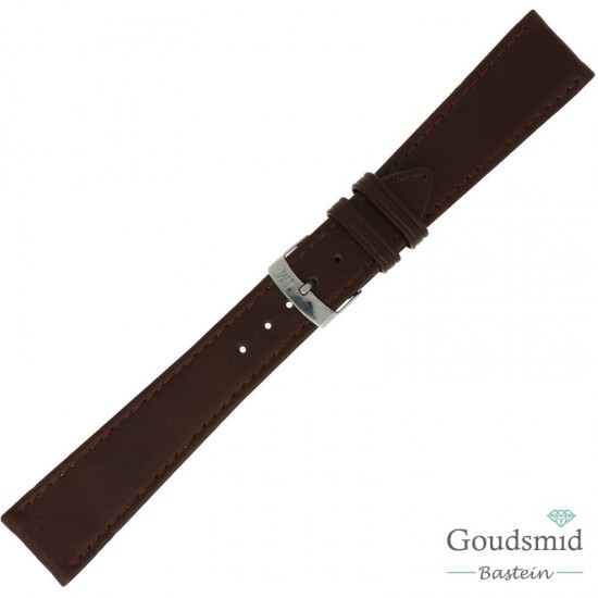 Morellato horlogeband leer glad gestikt donker bruin, 16mm