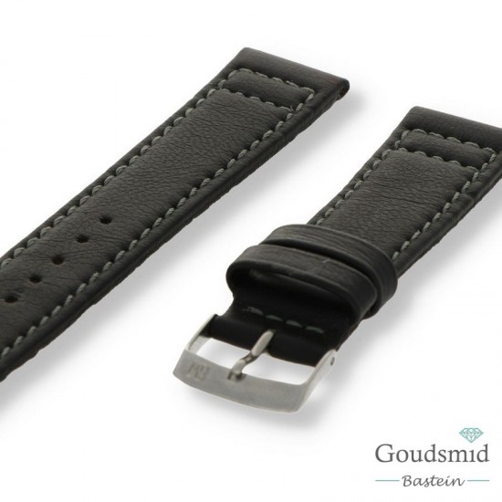 Morellato horlogeband Ginepro Eco glad gestikt zwart, 20mm