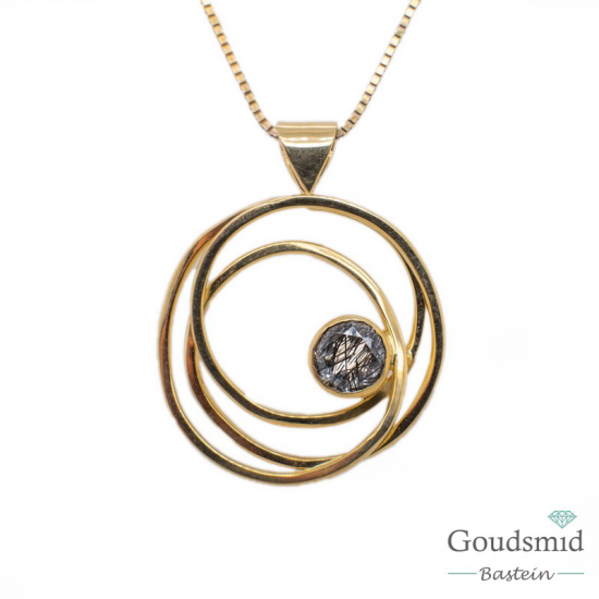 SCRATCHED GOLD hanger 24mm rutielkwarts