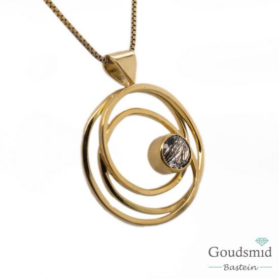 SCRATCHED GOLD hanger 24mm rutielkwarts