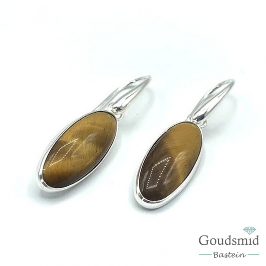 Tijgeroog oorhangers 10x24mm