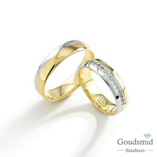 Bluerings trouwringen set TN09 14kt goud zirkonia