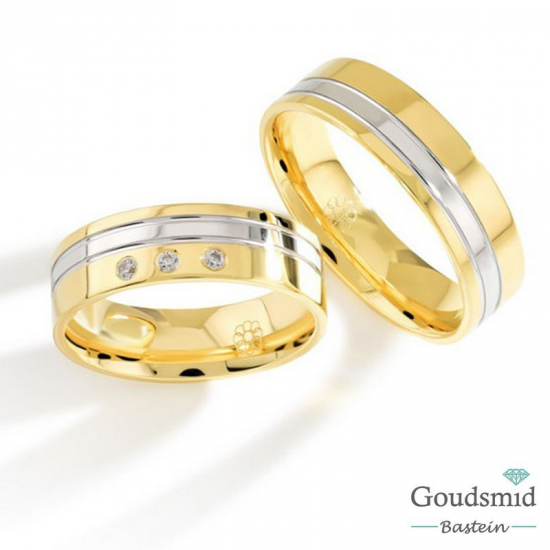 Bluerings trouwringen set PA023 14kt goud zirkonia