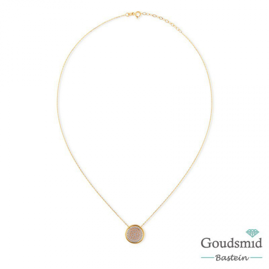 Gouden collier + hanger 14karaat zirkonia