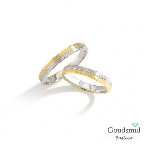 Bluerings trouwringen set BU002 14kt goud zirkonia