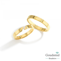 Bluerings trouwringen set BU003 14kt goud zirkonia