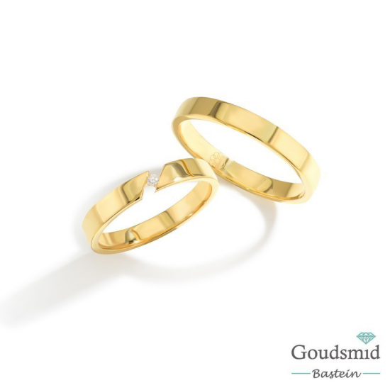 Bluerings trouwringen set BU003 14kt goud zirkonia