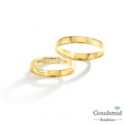 Bluerings trouwringen set BU005 14kt goud zirkonia