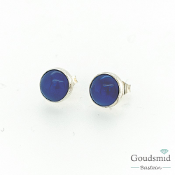 Blauw agaat oorknoppen 8mm