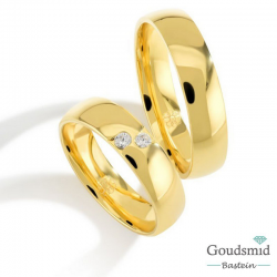 Bluerings trouwringen set PA005 14kt goud zirkonia