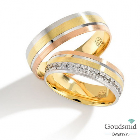 Bluerings trouwringen set PA015 14kt goud zirkonia