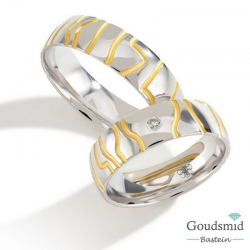 Bluerings trouwringen set PA018 14kt goud zirkonia