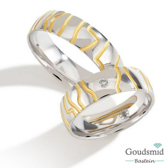 Bluerings trouwringen set PA018 14kt goud zirkonia