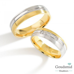 Bluerings trouwringen set PA024 14kt goud zirkonia