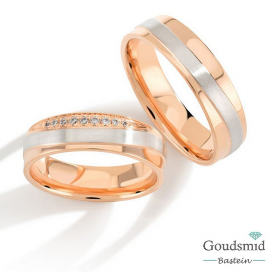 Bluerings trouwringen set PA027 14kt goud zirkonia