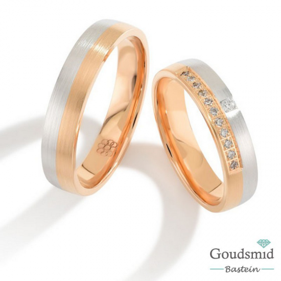 Bluerings trouwringen set PA012 14kt goud zirkonia