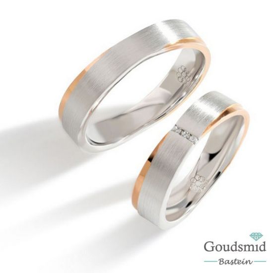 Bluerings trouwringen set PA019 14kt goud zirkonia