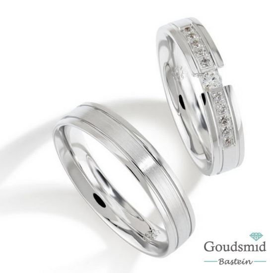 Bluerings trouwringen set PA025 14kt goud zirkonia