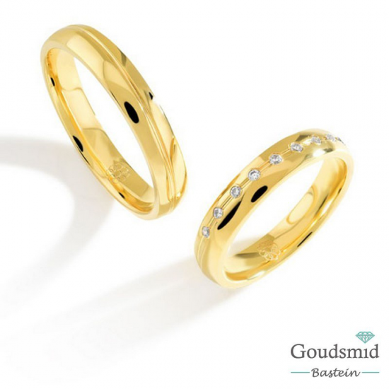 Bluerings trouwringen set PA002 14kt goud zirkonia