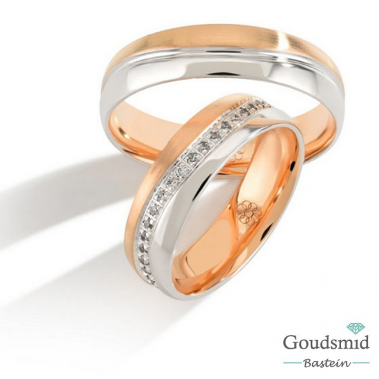 Bluerings trouwringen set PA008 14kt goud zirkonia