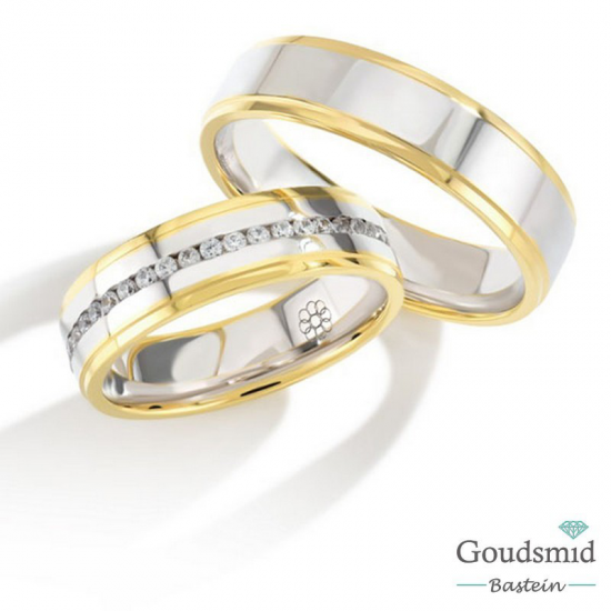 Bluerings trouwringen set PA011 14kt goud zirkonia