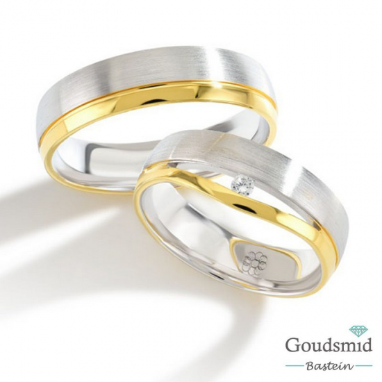 Bluerings trouwringen set PA017 14kt goud zirkonia