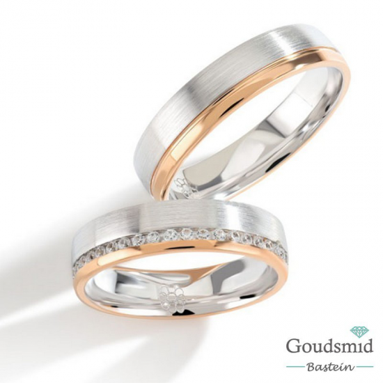 Bluerings trouwringen set PA020 14kt goud zirkonia