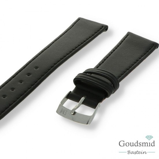 Morellato horlogeband leer glad gestikt zwart, 14mm XL