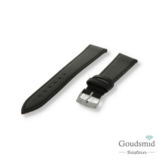 Morellato horlogeband leer glad gestikt zwart, 14mm XL