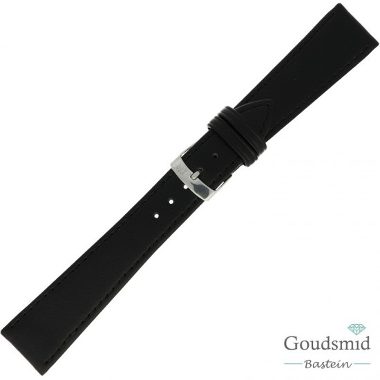 Morellato horlogeband leer glad gestikt zwart, 14mm XL