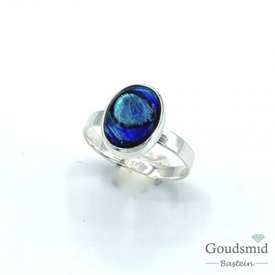 Paua Shell ring 9x12mm, maat 55