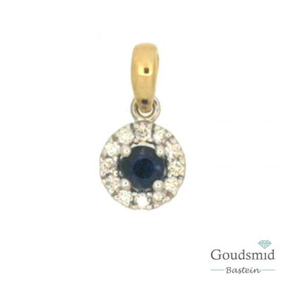 Bernstein hanger 14karaat witgoud  briljant/saffier 194.519.40