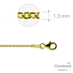 Zilveren collier anker 1,3mm 45cm geel