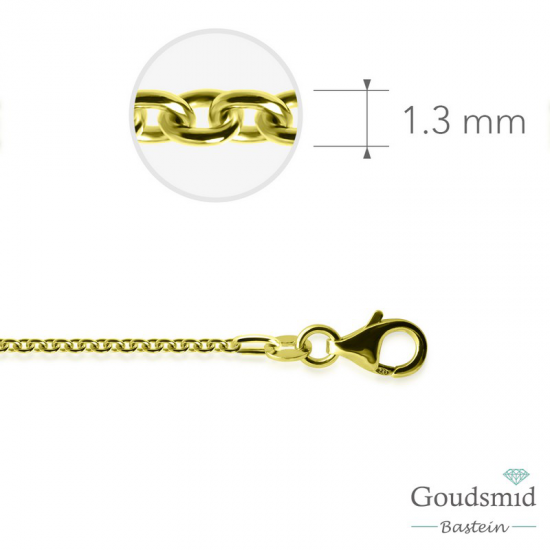 Zilveren collier anker 1,3mm 45cm geel