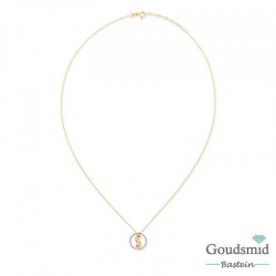 Gouden collier + hanger 14karaat zirkonia