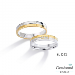 Bluerings trouwringen set EL042 14kt goud zirkonia