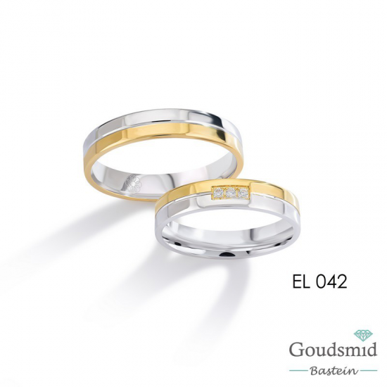 Bluerings trouwringen set EL042 14kt goud zirkonia