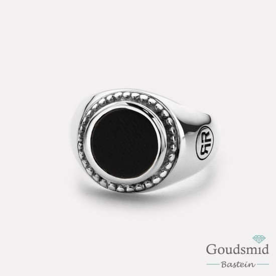 Rebel&Rose Zilveren Ring rond Onyx RR-RG0010-S-54