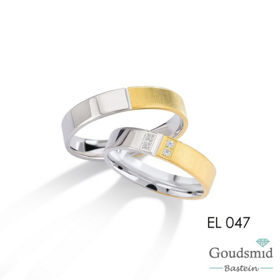 Bluerings trouwringen set EL047 14kt goud zirkonia