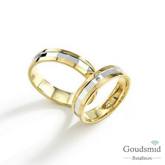 Bluerings trouwringen set TN03 14kt goud zirkonia