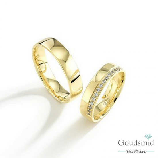 Bluerings trouwringen set TN10 14kt goud zirkonia