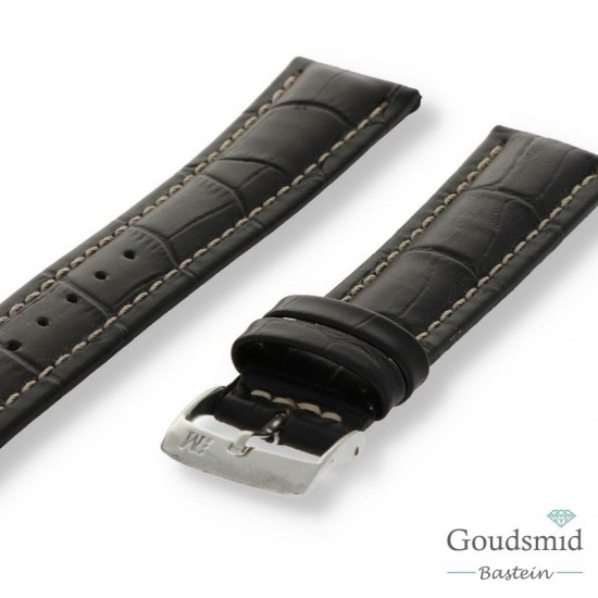 Morellato horlogeband Plus Alligator print Zwart, 20mm