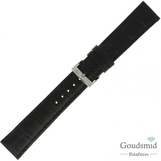 Morellato horlogeband Bolle Kroko pr. gestikt Zwart, 22mm