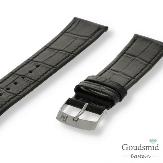 Morellato horlogeband Kajman Alligator gest. Zwart, 18mm
