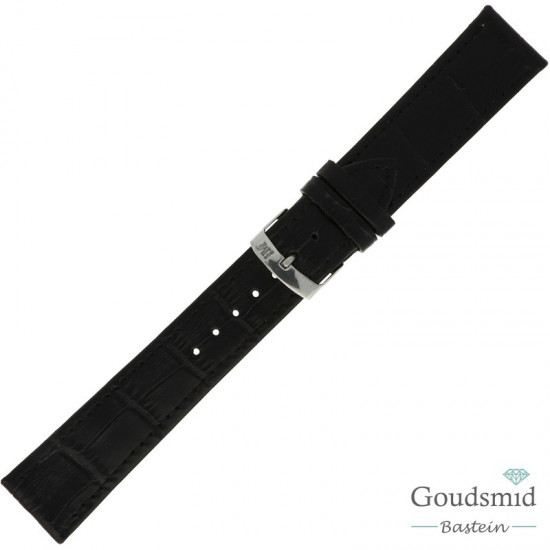 Morellato horlogeband Kajman Alligator gest. Zwart, 20mm