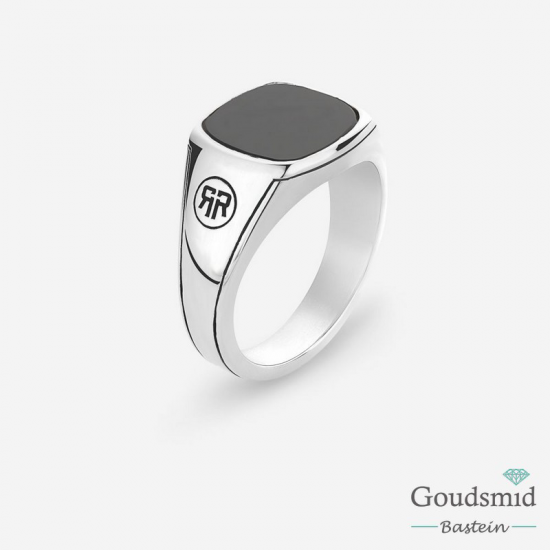 Rebel&Rose Zilveren Ring Square Onyx RR-RG038-S-66