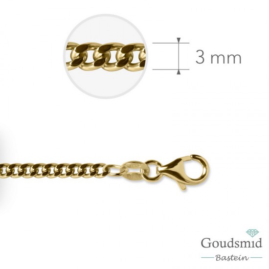 Zilveren collier gourmette 3,0mm 50cm geel