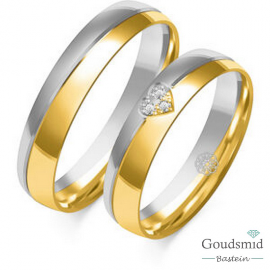 Bluerings trouwringen set OE-371-585 14kt goud Zirkonia