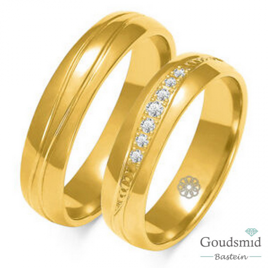 Bluerings trouwringen set A-131-585 14kt goud Zirkonia